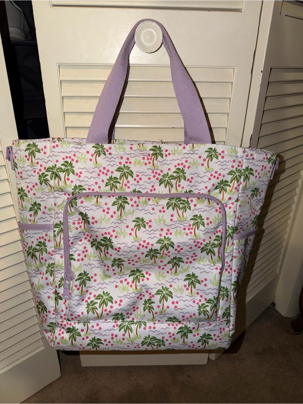 Purple palm tree cooler bag